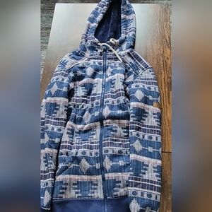 Roxy Navy and White Zip-Up Hoodie